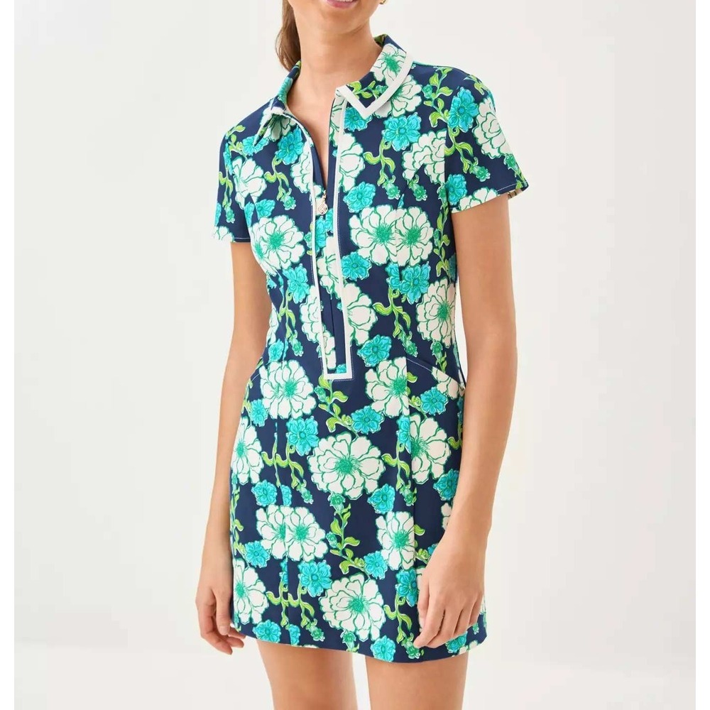 NWOT Lilly Pulitzer UPF 50+ Luxletic Kathy Dress 12 Low Tide Navy Golf NO SHORTS